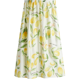 H&M Flared Skirt - White/Lemons