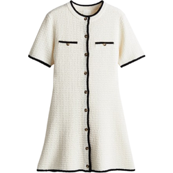H&M Textured-Knit Dress - Cream/Black