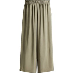 H&M Cropped Pull-On Trousers - Light Khaki Green