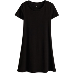 H&M Girls Black Short-sleeved jersey dress 12-14Y