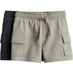 H&M Cargo Sweatshirt Shorts 2-pack - Dark Grey/Light Khaki Green (1235351002)