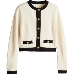H&M Fine-Knit Cardigan - Cream/Black