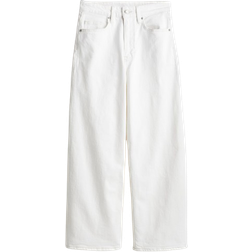 H&M Wide High Cropped Jeans - White