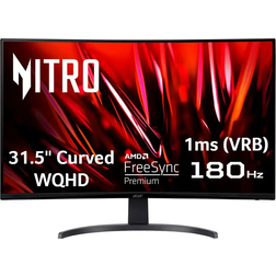 Acer Nitro Gaming 31.5" Curved WQHD 180Hz 1ms FreeSync Premium Gaming Monitor (DisplayPort, HDMI x2) - Black