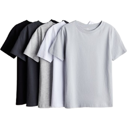 H&M T-shirts 5-pack - Light Grey/White (0750428036)