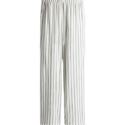 H&M Straight Drawstring Trousers - Cream/Striped