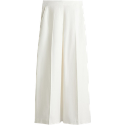 H&M Wide Leg Trousers in Linen Blend - White