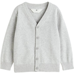 H&M Fine-Knit Cotton Cardigan - Light Grey Marl (1066375008)