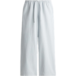 H&M Denim Trousers with Drawstring - Light Blue/Striped