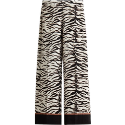 H&M Wide Trousers - Cream/Zebra Print