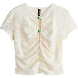 H&M Bead Detail Ruched Top - Cream