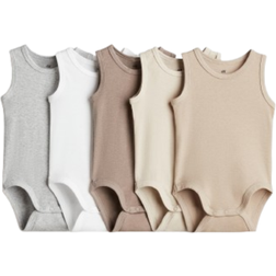 H&M & 5-pack Cotton Bodysuits Beige