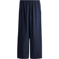 H&M Linen Drawstring Trousers - Navy Blue