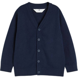 H&M Fine-Knit Cotton Cardigan - Navy Blue (1066375002)