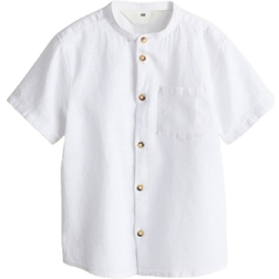 H&M Linen Blend Grandad Shirt - White (1217934002)