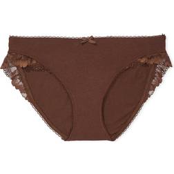 Victoria's Secret Cotton Lace-Waist Bikini Panty - Ganache