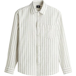 H&M Regular Fit Linen-Blend Shirt - Greige/Striped