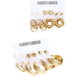 Shein 22pcs Simple Metallic Geometric Stud Earrings Set For Women, Suitable For Vacation, Date, Gift And Daily Wear