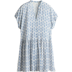 H&M Crinkled Tunic Dress - White/Blue Patterned