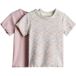 H&M Ribbed Cotton Tops 2-pack - Pink