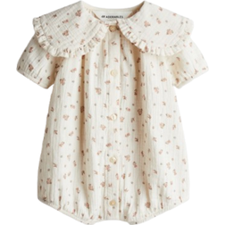 H&M Cotton Muslin Romper Suit - Cream/Floral (1281186002)