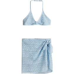 H&M Swimsuit with Crochet Look 3-piece - Light Blue (1275427002)