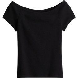 H&M Ribbed Off Shoulder Top - Black