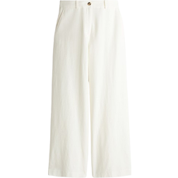 H&M Wide Linen Blend Trousers - Cream