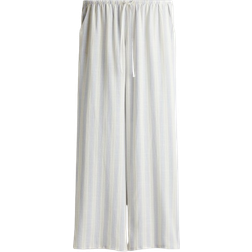 H&M Straight Trousers with Drawstring - Light Blue/White Striped