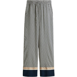 H&M Wide Pull On Trousers - Beige/Patterned