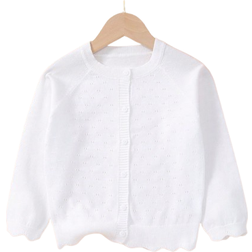 Shein Young Girl Summer Hollow Out Knitted Cardigan With Buttons