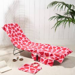 OHS Heart Print Beach in a Bag Bath Towel Pink (215x75cm)