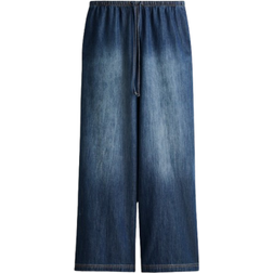 H&M Denim Pants With Drawstring - Denim Blue