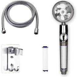 INF Soffione Doccia Turbo Con Flessibile E Filtro Acqua Argento