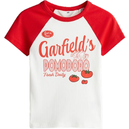 H&M Printed Jersey Top - White/Garfield (1263223003)