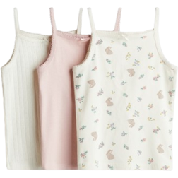 H&M Cotton Strappy Tops 3-pack - Light Pink/Bunnies (1269295002)