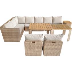 GoodHome Elos Patio Dining Set, 3 Table incl. 4 Chairs & 2 Sofas