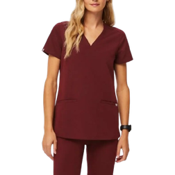 FIGS Casma Three-Pocket Scrub Top - Burgundy