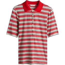H&M Ribbed Polo Shirt - Red/Striped