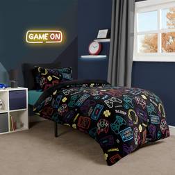 OHS Gaming Print Fleece Duvet Cover Black (200x200cm)
