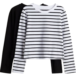 H&M 2er-Pack Jerseyshirts Weiß 158/164 12-14Y