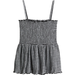 H&M Waffle Strap Top - Black/Checkered (1284902001)
