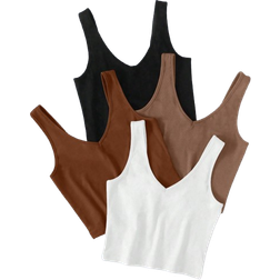 Shein LUNE Solid Color Knitted Women Simple Top, Suitable For Daily Or Vacation