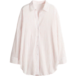 H&M Long Cotton Shirt - White/Red striped