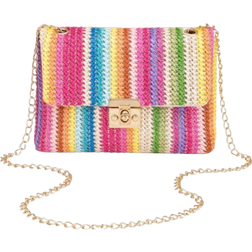 Shein Woven Colorful Shoulder Chain Bag Ladies' Small Square Bag, Spring/Summer Casual Beach Bag, High Capacity Women's Bag