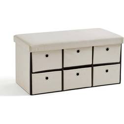 Dunelm 6 Drawer Faux Linen Foldable Ottoman Pouffe 38cm