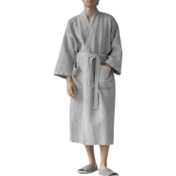Linen Tales Honeycomb Waffle Dressing Gown - Light Grey