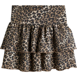 H&M Tiered Foldover Waist Skirt - Beige/Leopard Print (1278421006)
