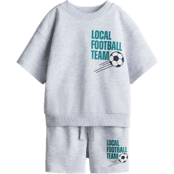 H&M Pojke 2-delat Sweatshirtset Med Tryck - Ljusgrå/Local Football Team