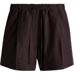 H&M Linen Blend Drawstring Shorts - Burgundy